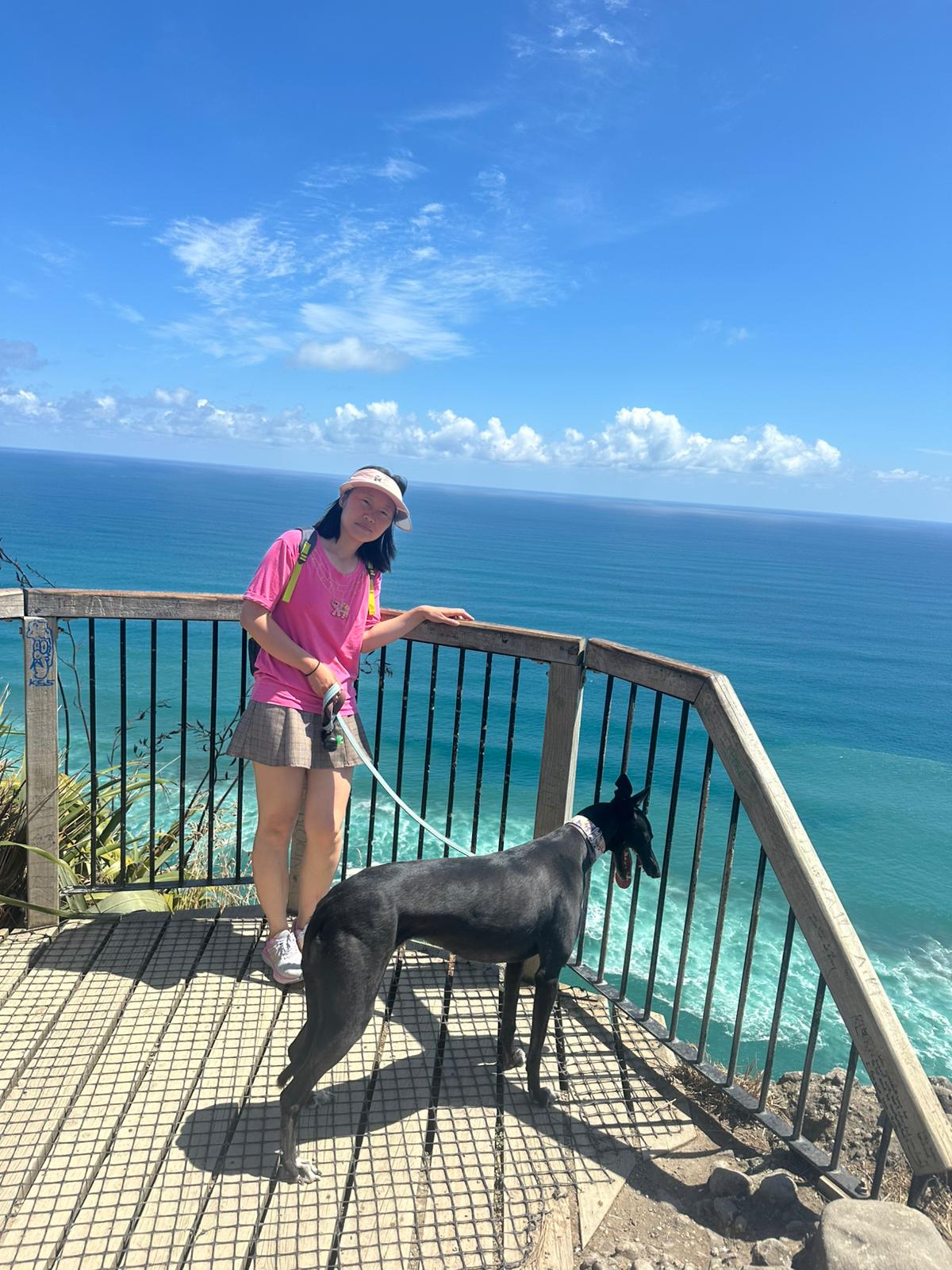 me and a greyhound Tessa sightseeing